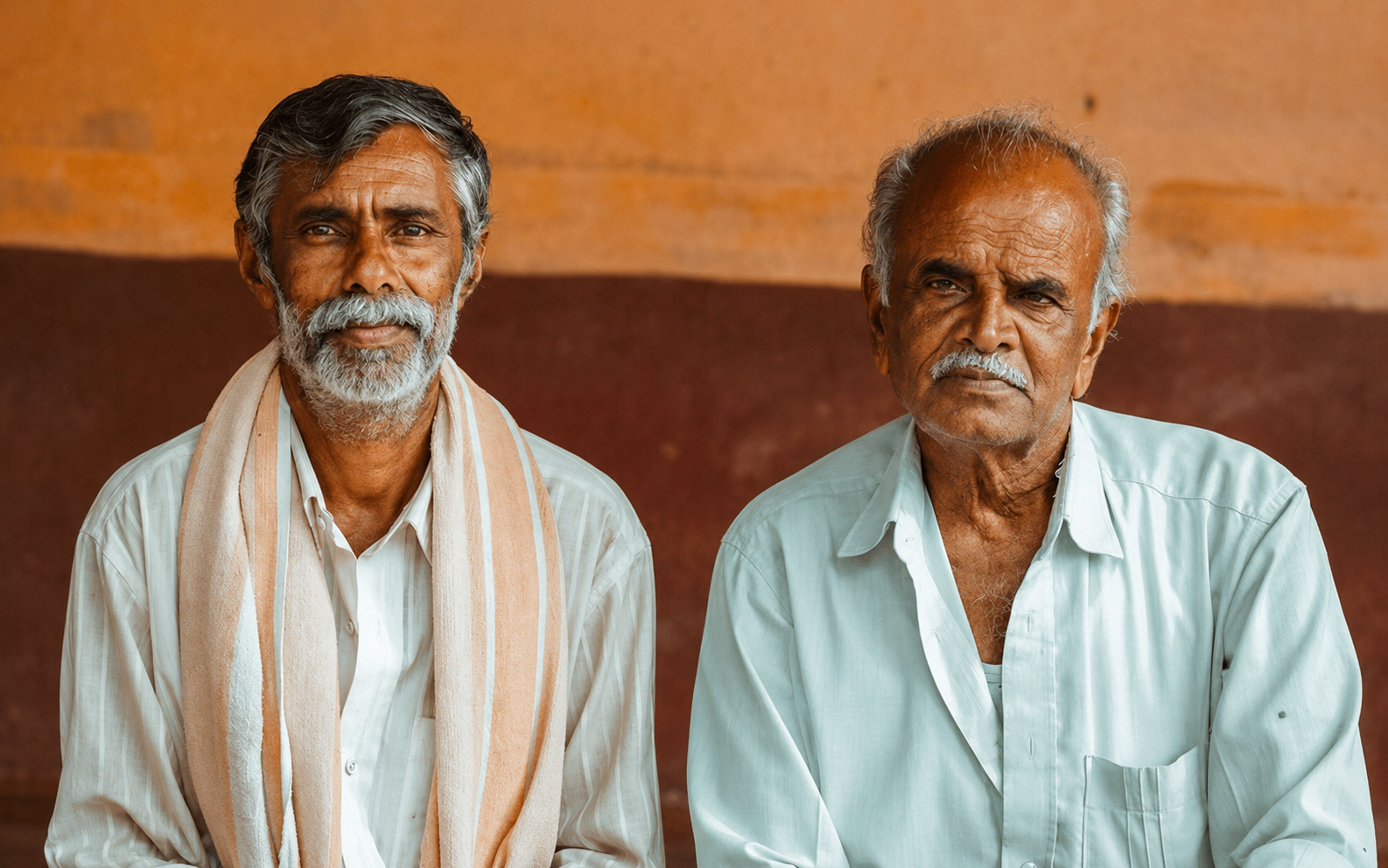 Elderly men supported by community care initiatives