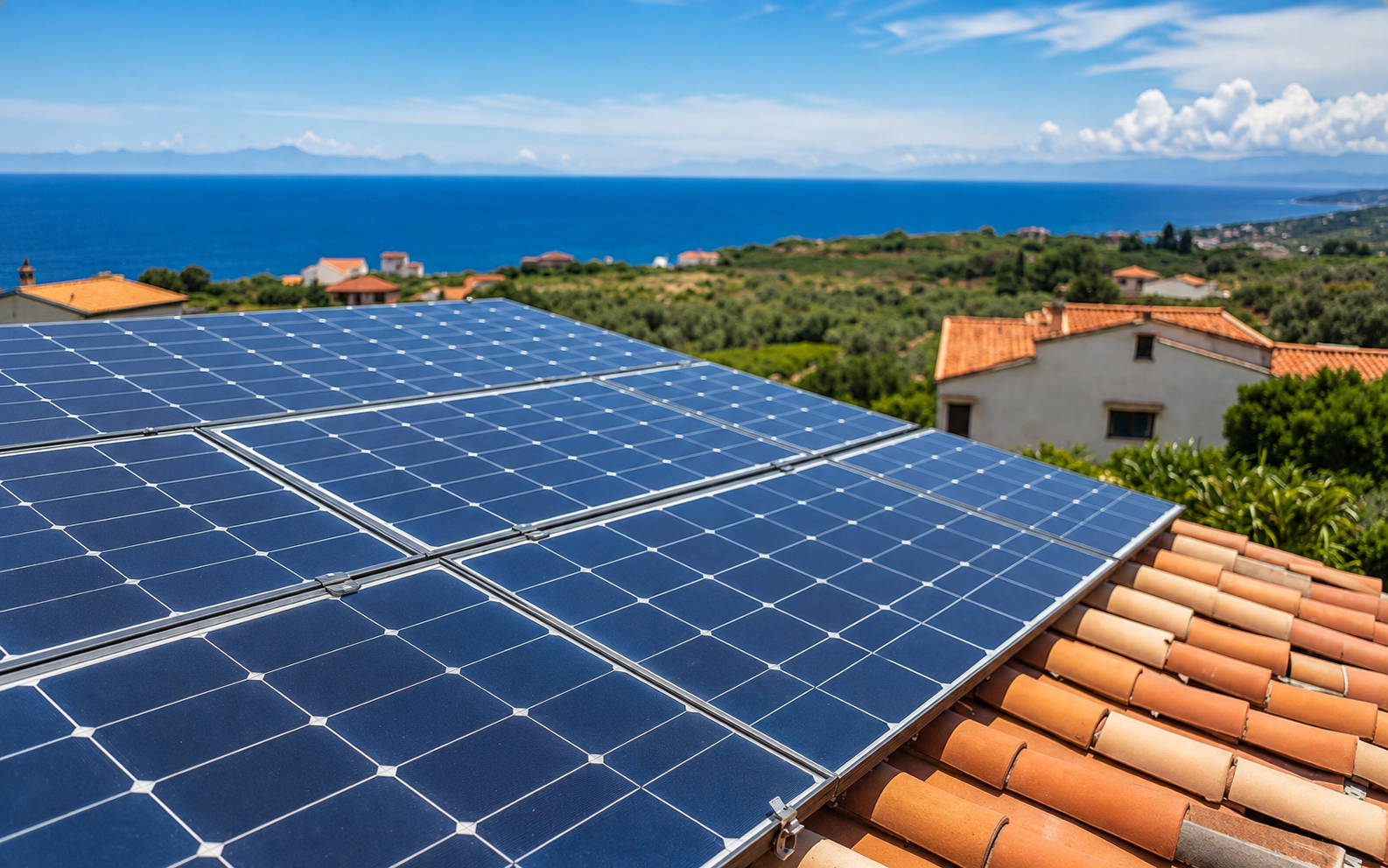 Solar panels generating clean energy